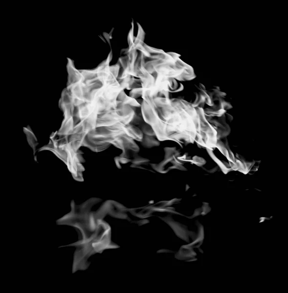 white flame smoke on black background