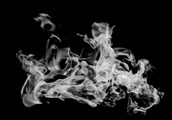 white flame smoke on black background