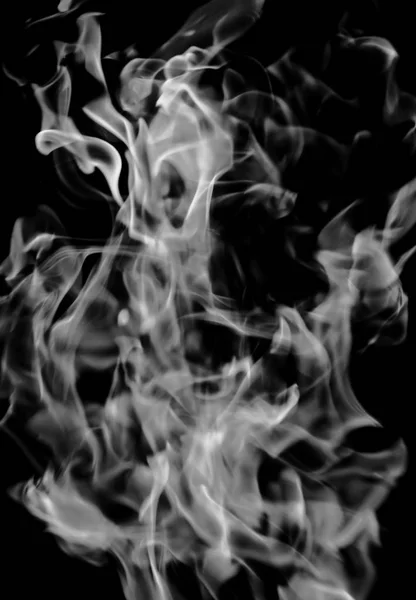 white flame smoke on black background