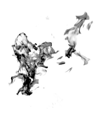 Beyaz bir arka plan üzerinde siyah alev duman