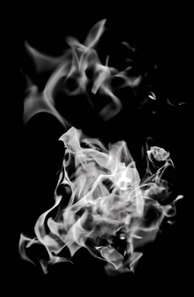 Белый Дым Пламени Черном Фоне — стоковое фото