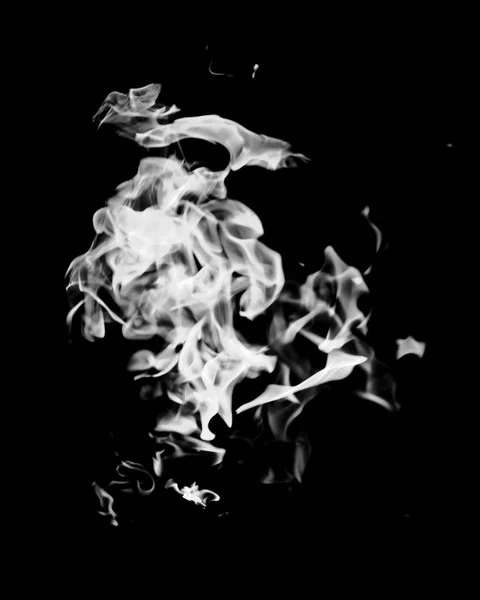 Fumaça Chama Branca Fundo Preto — Fotografia de Stock