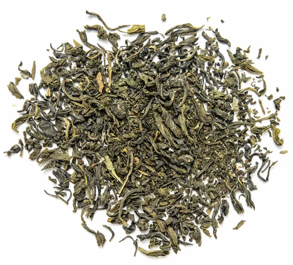 Сухий Листовий Зелений Чай Білому Фоні — стокове фото