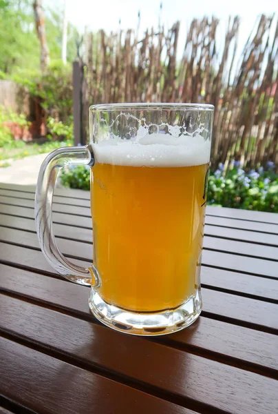 Beer Mug Wooden Table — Stock Photo, Image