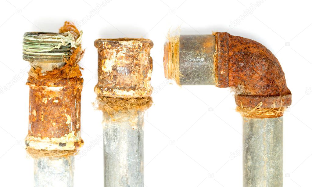 rusty metal pipe on a white background