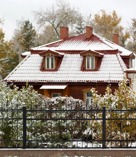 Winter Landhuis Natuur — Stockfoto