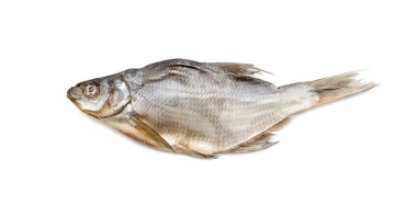 beyaz zemin üzerinde kurumuş tuzlu balık