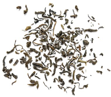 kuru yaprak yeşil çay beyaz bir arka plan üzerinde