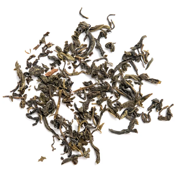 kuru yaprak yeşil çay beyaz bir arka plan üzerinde