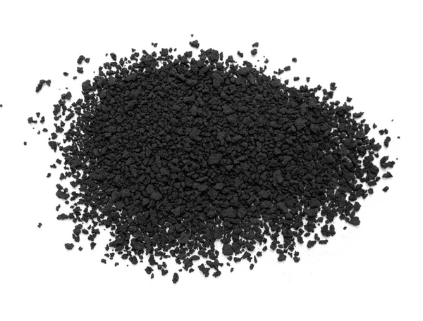 Black Powder Activated Carbon White Background — Stock Photo, Image