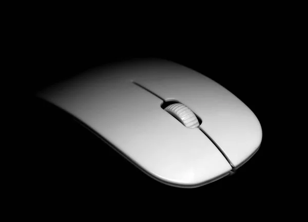 White Mouse Computer Black Background — Stock Photo, Image