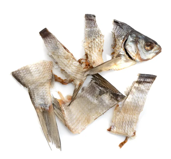 Pesce Salato Essiccato Fondo Bianco — Foto Stock