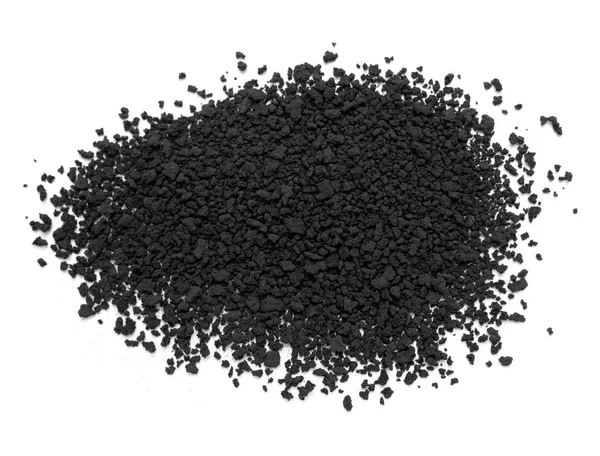 Black Powder Activated Carbon White Background — Stock Photo, Image