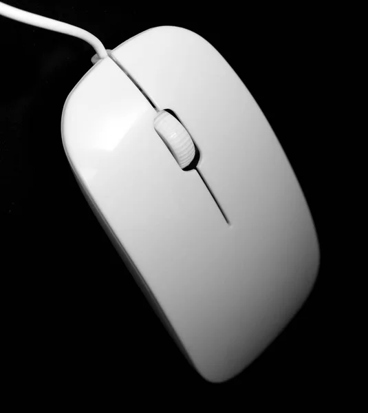 Bílá Myš Pro Počítač Černém Pozadí — Stock fotografie