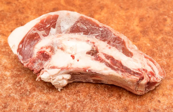 Carne Trozo Carne Congelada Sobre Mesa — Foto de Stock