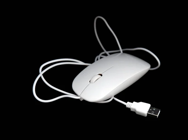 White Mouse Computer Black Background — Stock Photo, Image