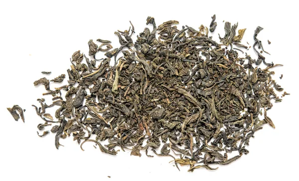 Dry Leaf Green Tea White Background — Stock Photo, Image