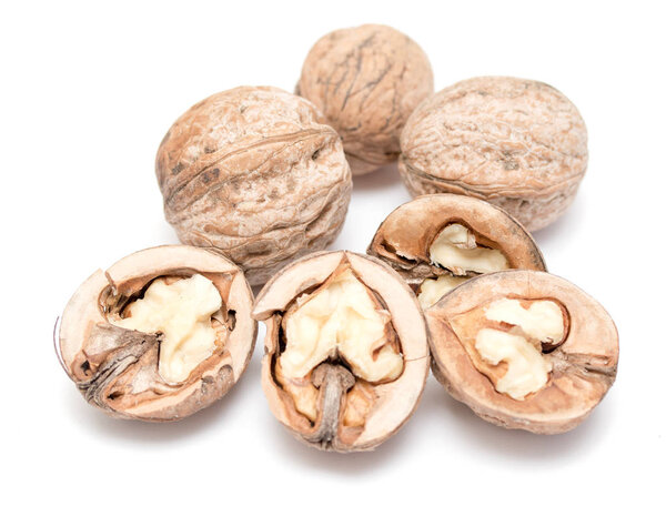 walnuts on a white background