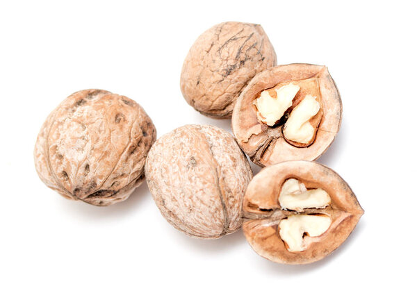 walnuts on a white background