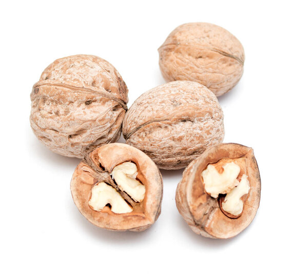 walnuts on a white background