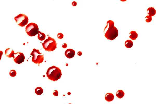Beyaz Kağıt Üzerine Kırmızı Kan Damlaları — Stok fotoğraf
