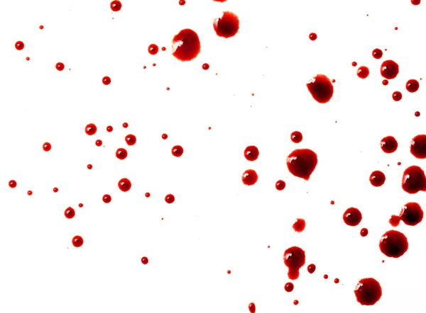 Tetes Darah Merah Atas Kertas Putih — Stok Foto
