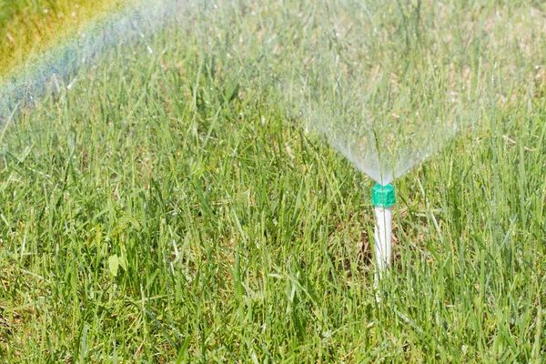 Bevattning System Vattning Det Gröna Gräset — Stockfoto