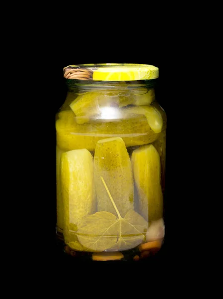 Pickled Cucumbers Glass Jar — Stock Photo, Image