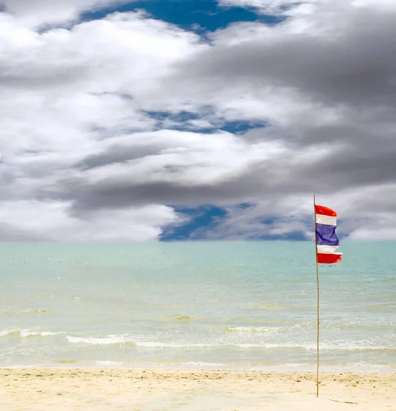 Thailand Beach Sea Sand Sky Flag — Stock Photo, Image