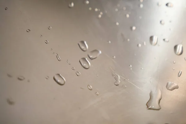 Капли Воды Металлическую Поверхность — стоковое фото