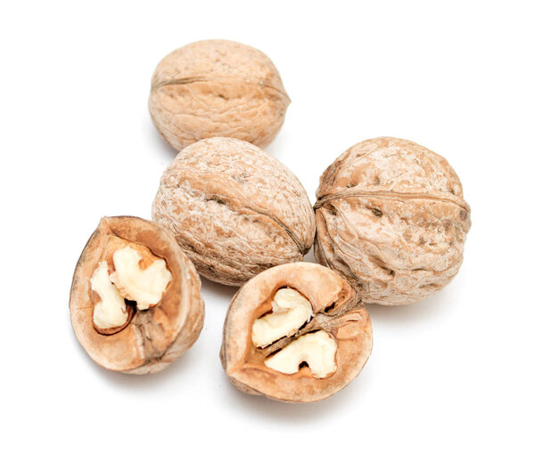 walnuts on a white background