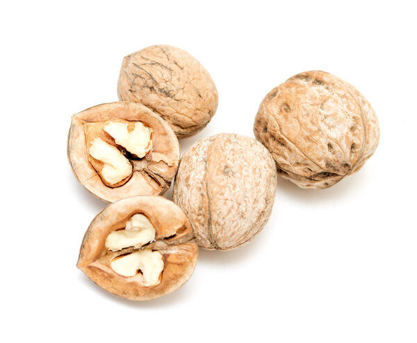 walnuts on a white background