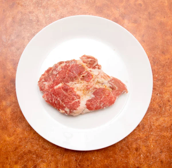 Filete Carne Cruda Plato — Foto de Stock