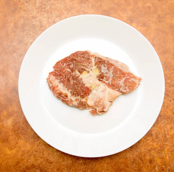Raw Meat Steak Plate — Stock Photo, Image