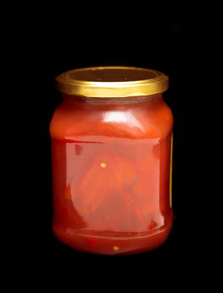 Ντομάτα Μαριναρισμένα Ένα Γυάλινο Βάζο — Φωτογραφία Αρχείου