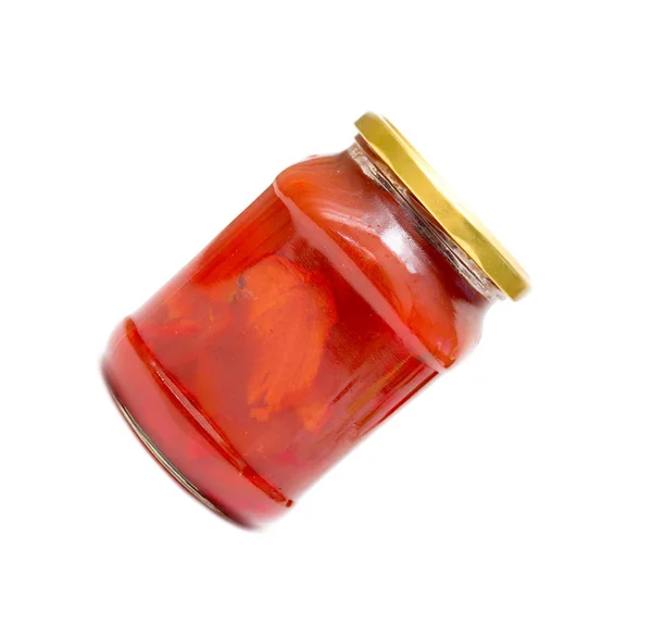 Tomatoes Marinated Glass Jar — Stock Photo, Image
