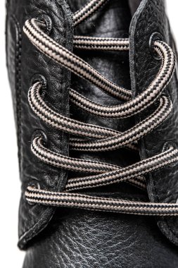 deri ayakkabı bağcıkları yakın çekim