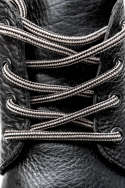 Skosnören Läderskor Närbild — Stockfoto