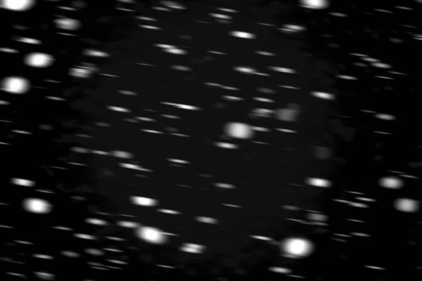 White Dots Snow Motion Black Background Blurry — Stock Photo, Image