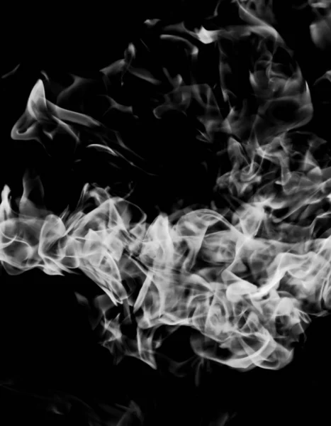 Λευκό Καπνό Φλόγα Μαύρο Φόντο — Φωτογραφία Αρχείου