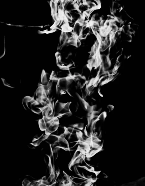 White Smoke Flame Black Background — Stock Photo, Image