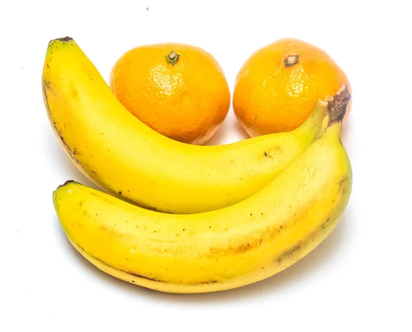Plátanos Naranjas Sobre Fondo Blanco — Foto de Stock