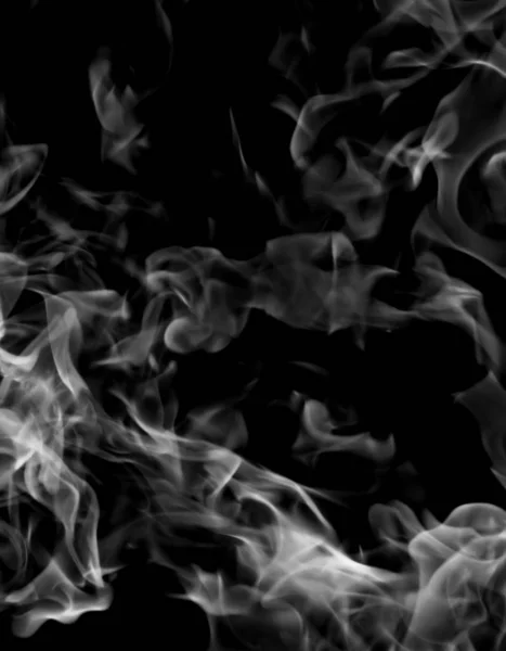 White Smoke Flame Black Background — Stock Photo, Image