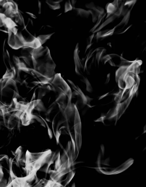 White Smoke Flame Black Background — Stock Photo, Image