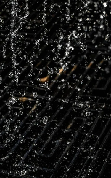 Water Splash Dark Drops Water Flying Defocused Bokeh — Stock Photo, Image