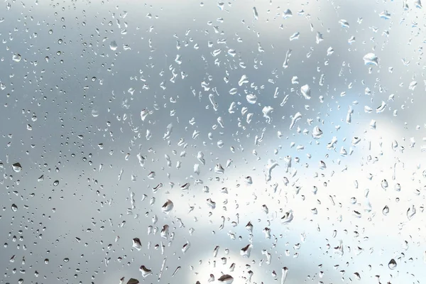 Gotas Lluvia Sobre Fondo Cristal Cielo —  Fotos de Stock