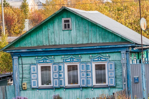 Fenster Einem Holzhaus Altbau — Stockfoto