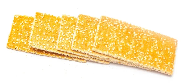 Sesam Crackers Cookies Witte Achtergrond — Stockfoto