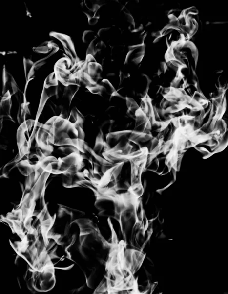 Flamme Fumée Blanche Sur Fond Noir — Photo