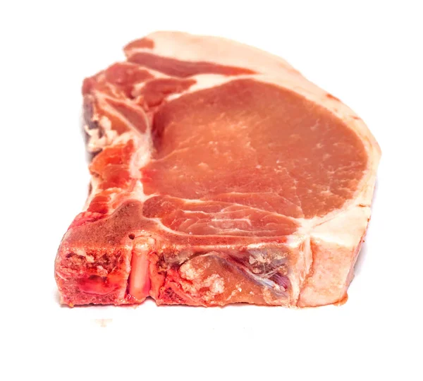 Bife Carne Crua Fundo Branco — Fotografia de Stock